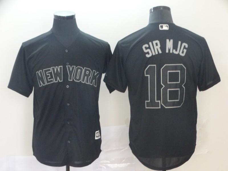 Men New York Yankees #18 Sir Mjg Black MLB Jerseys->pittsburgh pirates->MLB Jersey